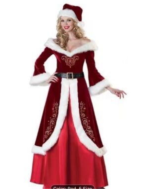 Female Santa Claus, fancy dress Christmas long